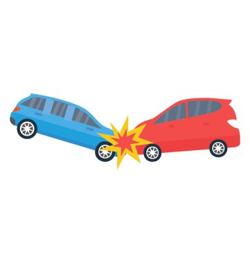 Trafik çarpışma, Araba çarpışma düz detaylı simgesi 