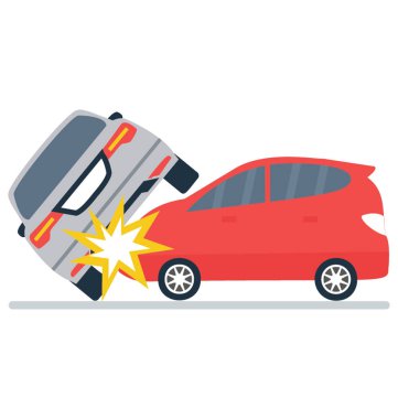 Trafik çarpışma, Araba çarpışma düz detaylı simgesi 