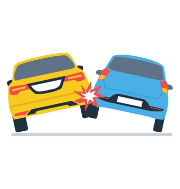 Trafik çarpışma, Araba çarpışma düz detaylı simgesi 