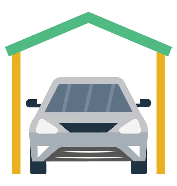 Autogarage Wohnung Detailliertes Symbol — Stockvektor