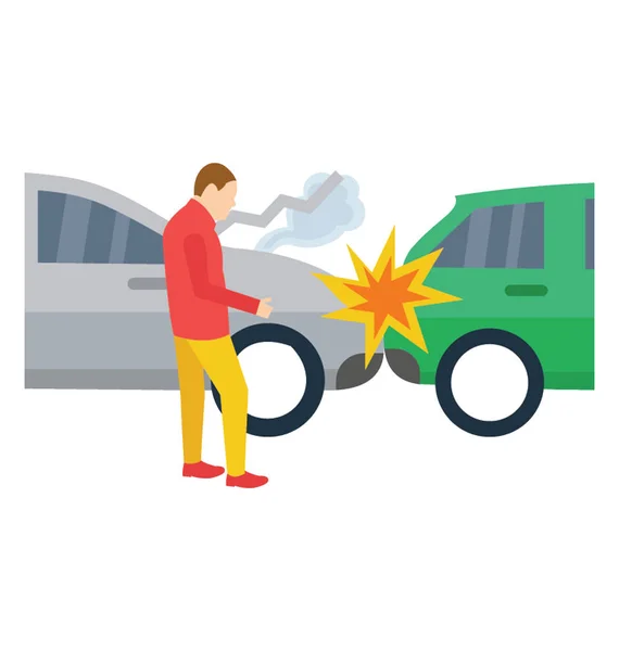 Traffic Collision Car Collision Flat Detailed Icon — Stock Vector