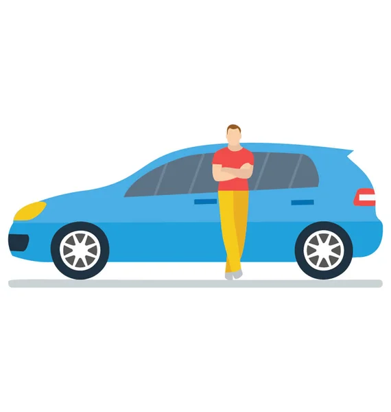 Car Owner Flat Detailed Icon Design Personal Car — Stock Vector