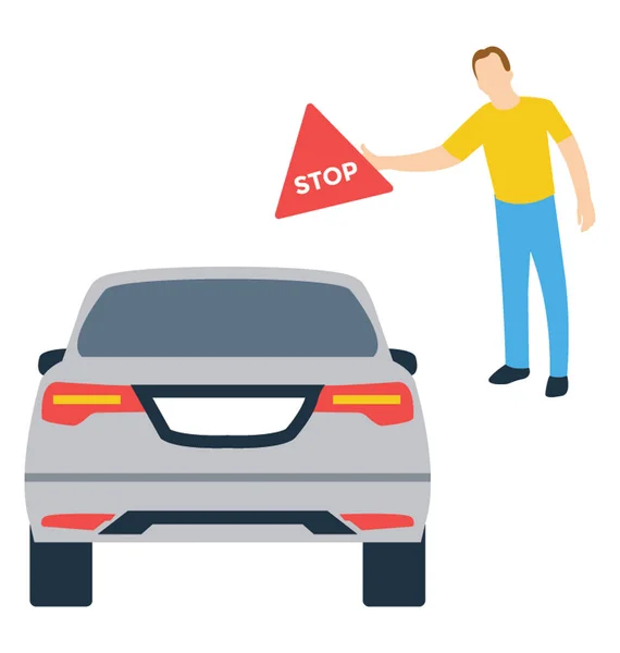 Car Stop Flat Icon Design — Stock Vector