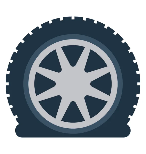 Car Tyre Flat Detail Icon — Stock Vector