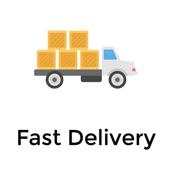 Flat Icon Moving Truck Delivery Fast Delivery — Stock Vector