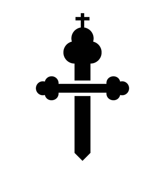 Chrześcijaństwa Krzyż Glifów Ikona Designu Krzyż Projekt — Wektor stockowy