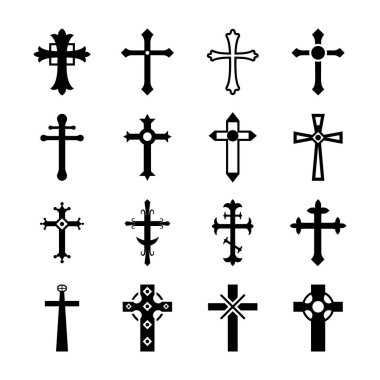Cross Symbols Glyph Vectors Set clipart