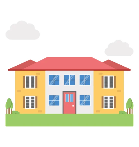 Bungalow Vector Icono Plano — Vector de stock