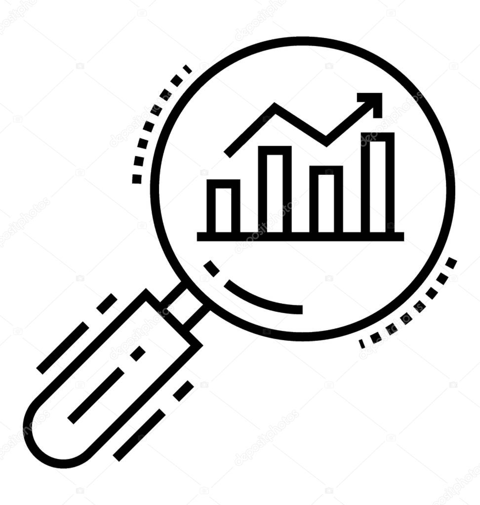 Graphical research line icon design, data visualization 