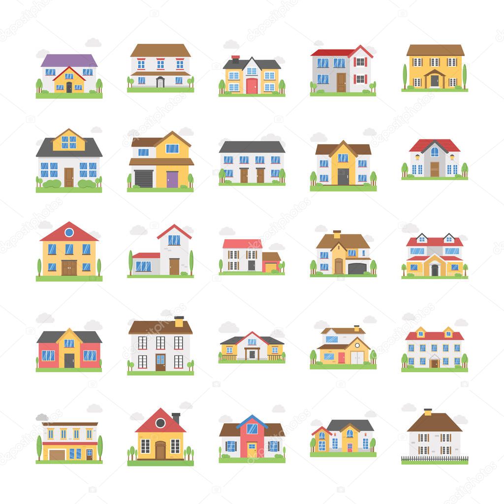 Cottage Buildings Vector Icons
