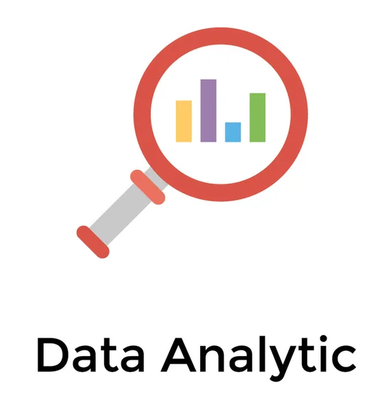 Data Analytics Magnifier Flat Icon — Stock Vector