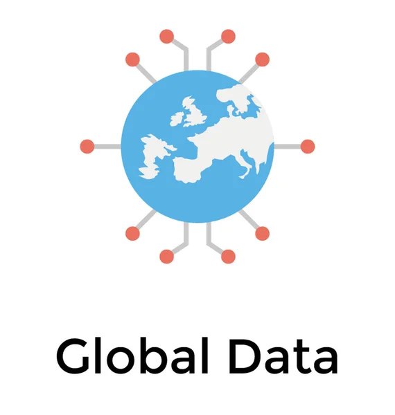 Données Globales Icône Plate — Image vectorielle