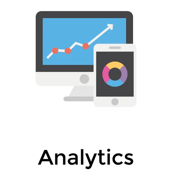 Símbolo Analítico Datos Línea Con Ordenador Móvil — Vector de stock