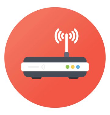WiFi yönlendirici, düz yuvarlak vektör simgesi.