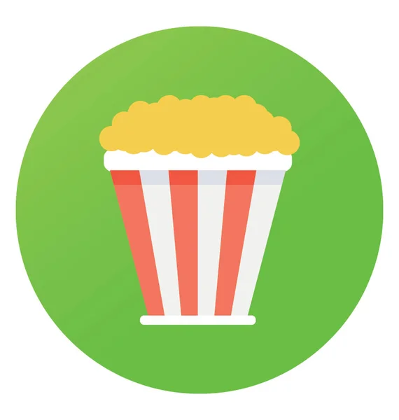 Plat Afgeronde Vector Pictogram Van Popcorn — Stockvector
