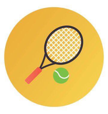 Düz yuvarlak vektör simge tenis.