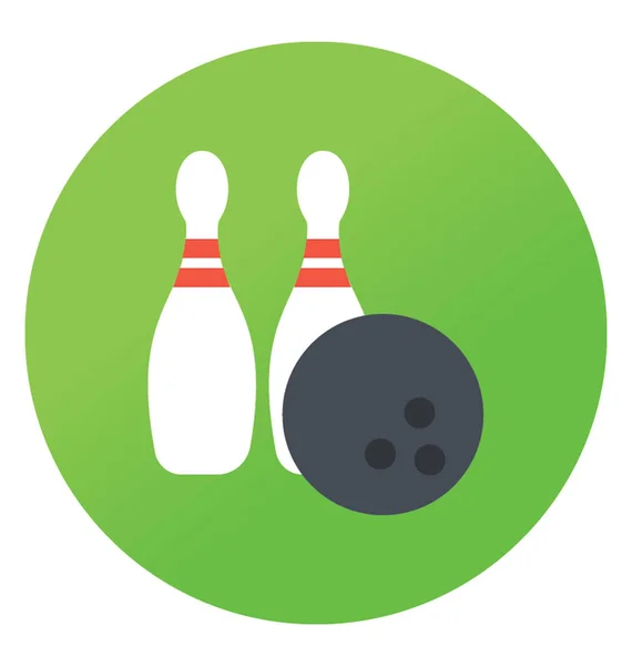 Tenpins Bowling Flat Rounded Vector Icon — Stock Vector