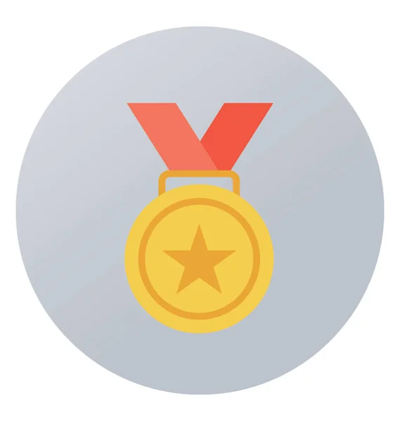 Flat Rounded Vector Icon Medal — Stock Vector