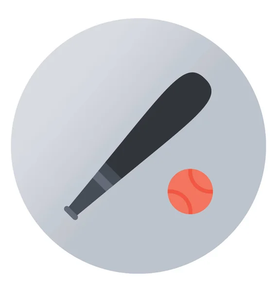 Плоская Круглая Векторная Икона Бейсбола — стоковый вектор