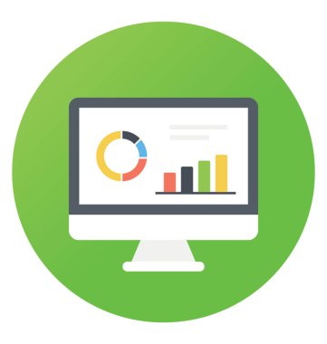 Online grafik olarak gösterilmesi, düz yuvarlak vektör simgesi.