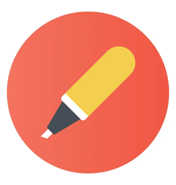 Flat Rounded Vector Icon Writing Pen — Stock Vector