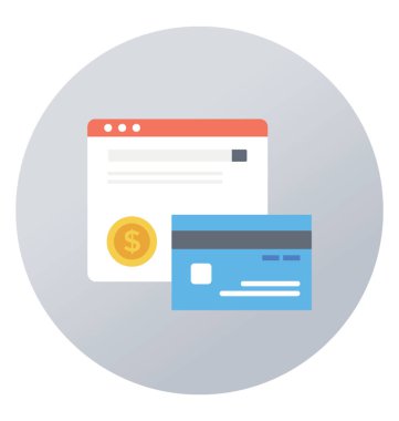 Düz yuvarlak vektör simge online ödeme.