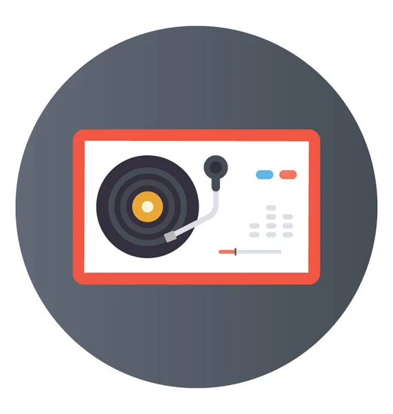 Reproductor Gramófono Reproductor Música Vintage Icono Plano — Vector de stock