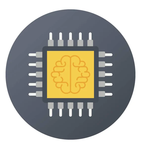 Mikroprocesor Koncepcję Sztucznej Inteligencji Płaskie Wektor Ikona — Wektor stockowy