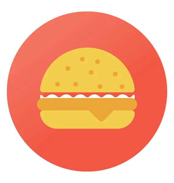 Hamburger Düz Yuvarlak Vektör Simgesi — Stok Vektör