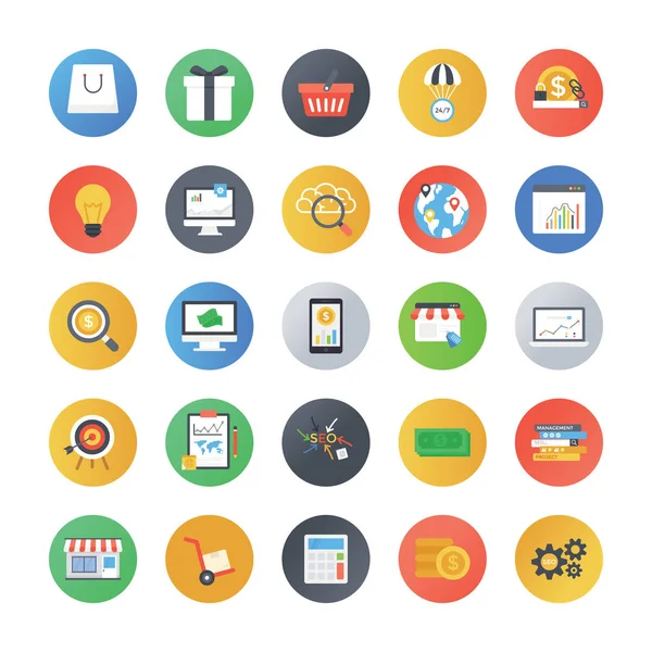 Pack Seo Flat Rounded Icons — Stock Vector