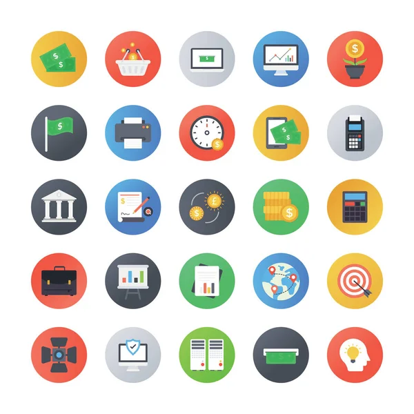 Pack Flat Rounded Finance Icons — Stock Vector