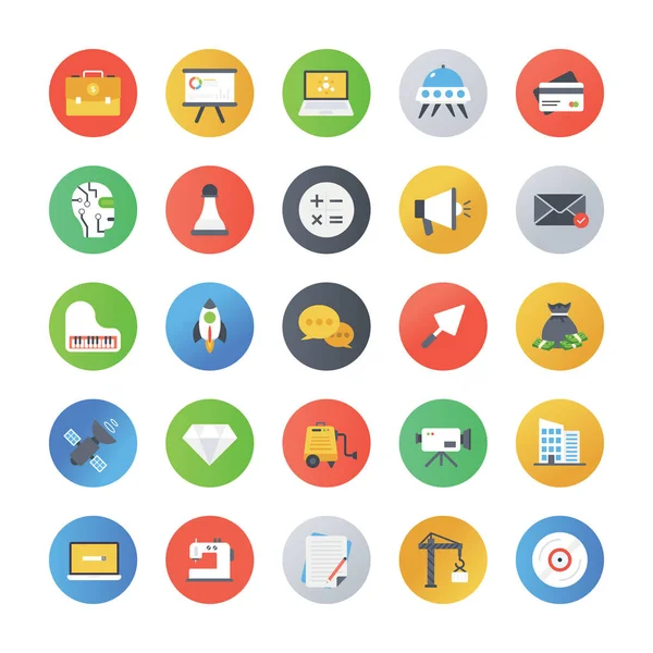 Collection Flat Rounded Icons — Stock Vector