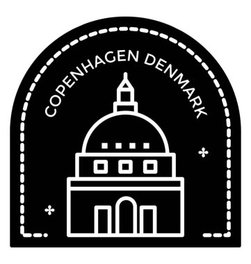 Copenhagen Danimarka glif simgesi tasarım 