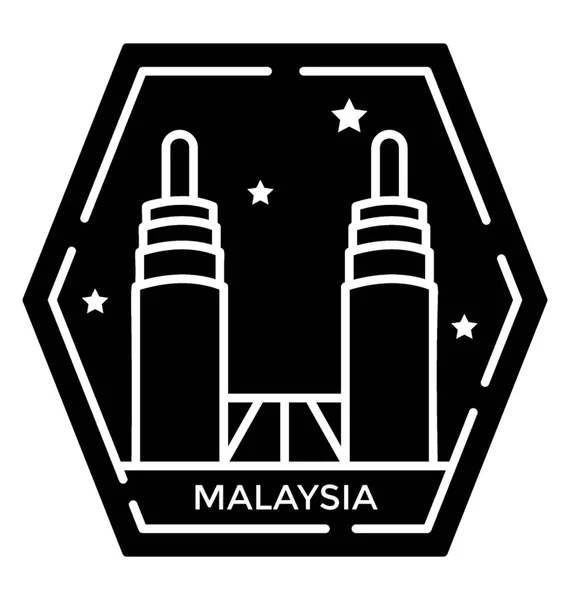 Logo Perjalanan Asia Ikon Stempel Malaysia - Stok Vektor