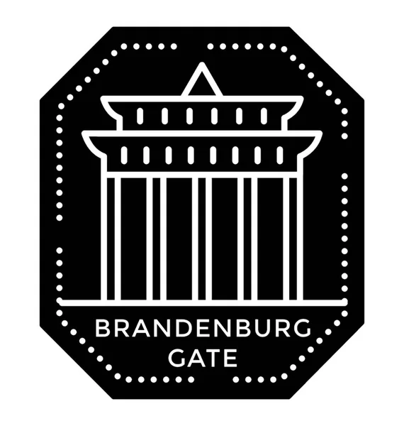 Brandenburger Tor Landmark Stempel Een Solide Pictogram — Stockvector