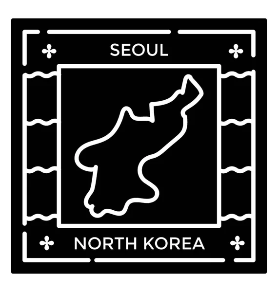 Etiqueta Coreana Del Icono Seúl — Vector de stock