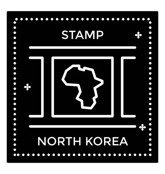 Corea Del Norte Sólido Icono Sello — Vector de stock