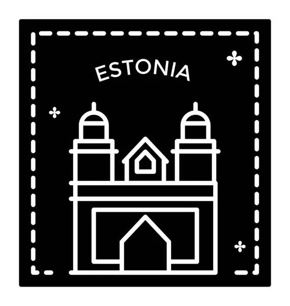 Estland Stempel Solide Pictogram Ontwerp — Stockvector