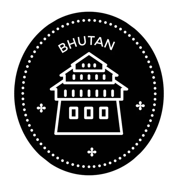 Ikon Solid Stempel Bhutan - Stok Vektor