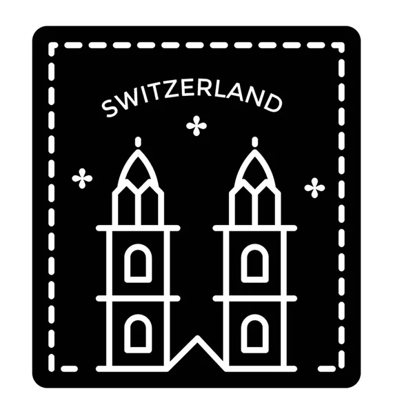 Land Logo Zwitserland Stempel Pictogram — Stockvector