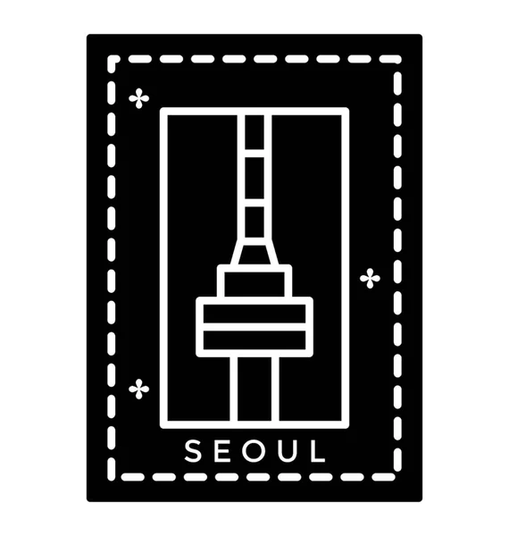 Rótulo Coreano Ícone Seul —  Vetores de Stock