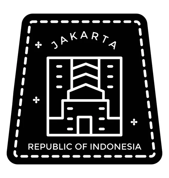 Jakarta Stamp Indonesia State Glyph Icon - Stok Vektor