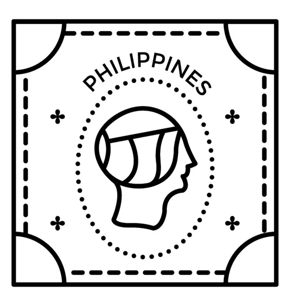 在行图标中的菲律宾邮票 — 图库矢量图片