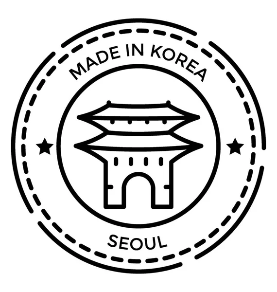 Koreański Etykieta Ikona Seul — Wektor stockowy