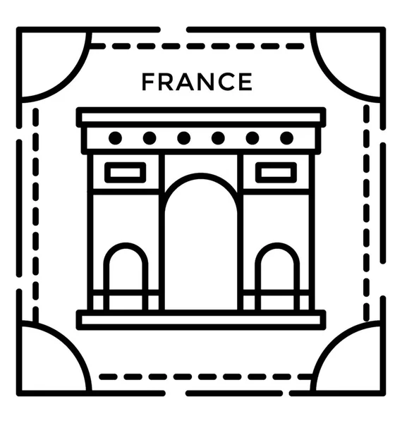 France Vecteur Icône Ligne Timbre — Image vectorielle