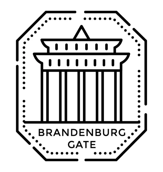 Brandenburger Tor Landmark Stempel Een Lijn Pictogram — Stockvector