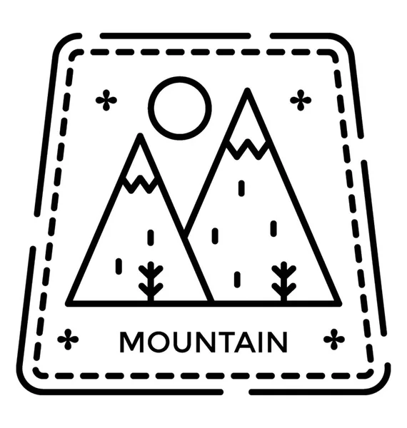 Hills Mountain Stamp Line Icon — Stock Vector
