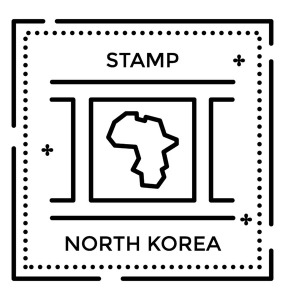 Korea Północna Linia Ikona Stempel — Wektor stockowy