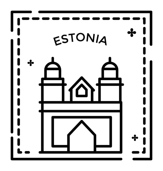 Estland Stämpel Linje Ikon Design — Stock vektor