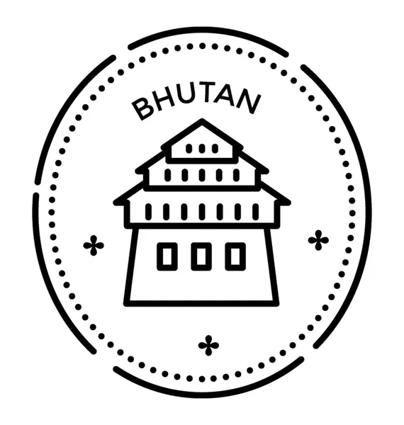 Ikon Baris Stempel Bhutan - Stok Vektor